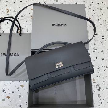 Balenciaga Bel Air Clutch Bag in Lambskin Leather Grey 2026 843943 (JM-260403044)