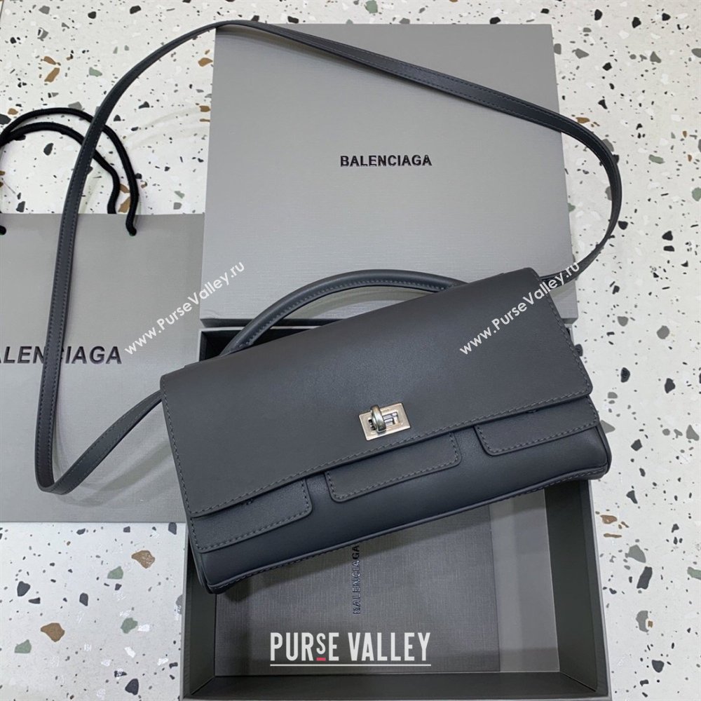 Balenciaga Bel Air Clutch Bag in Lambskin Leather Grey 2026 843943 (JM-260403044)