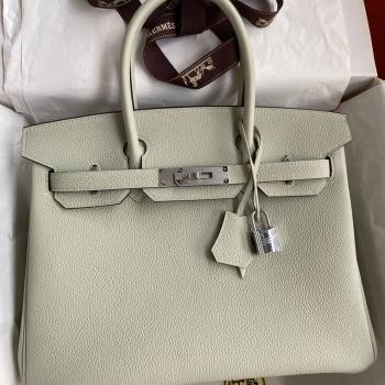 Hermes Birkin 30cm/35cm Bag in Original Togo Leather Crystal Grey/Silver 2024 (Full Handmade) (XYA-24040929)