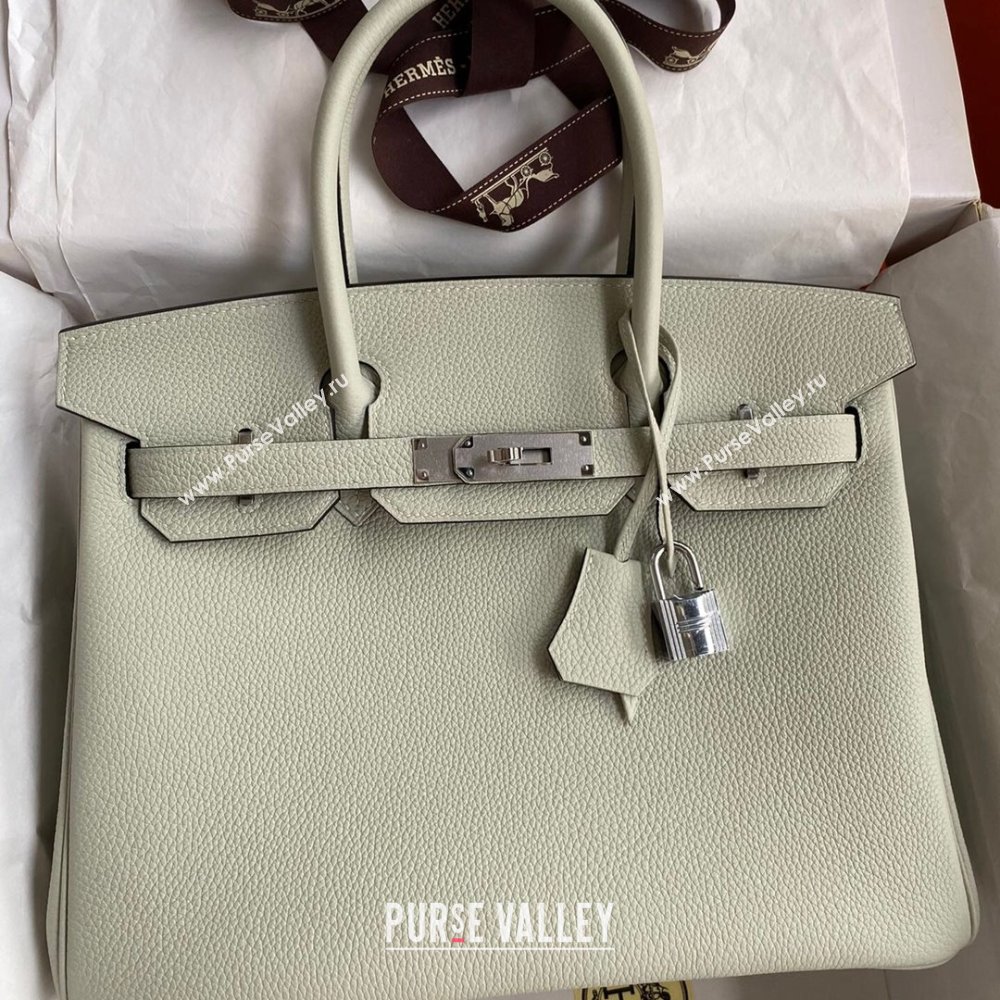 Hermes Birkin 30cm/35cm Bag in Original Togo Leather Crystal Grey/Silver 2024 (Full Handmade) (XYA-24040929)