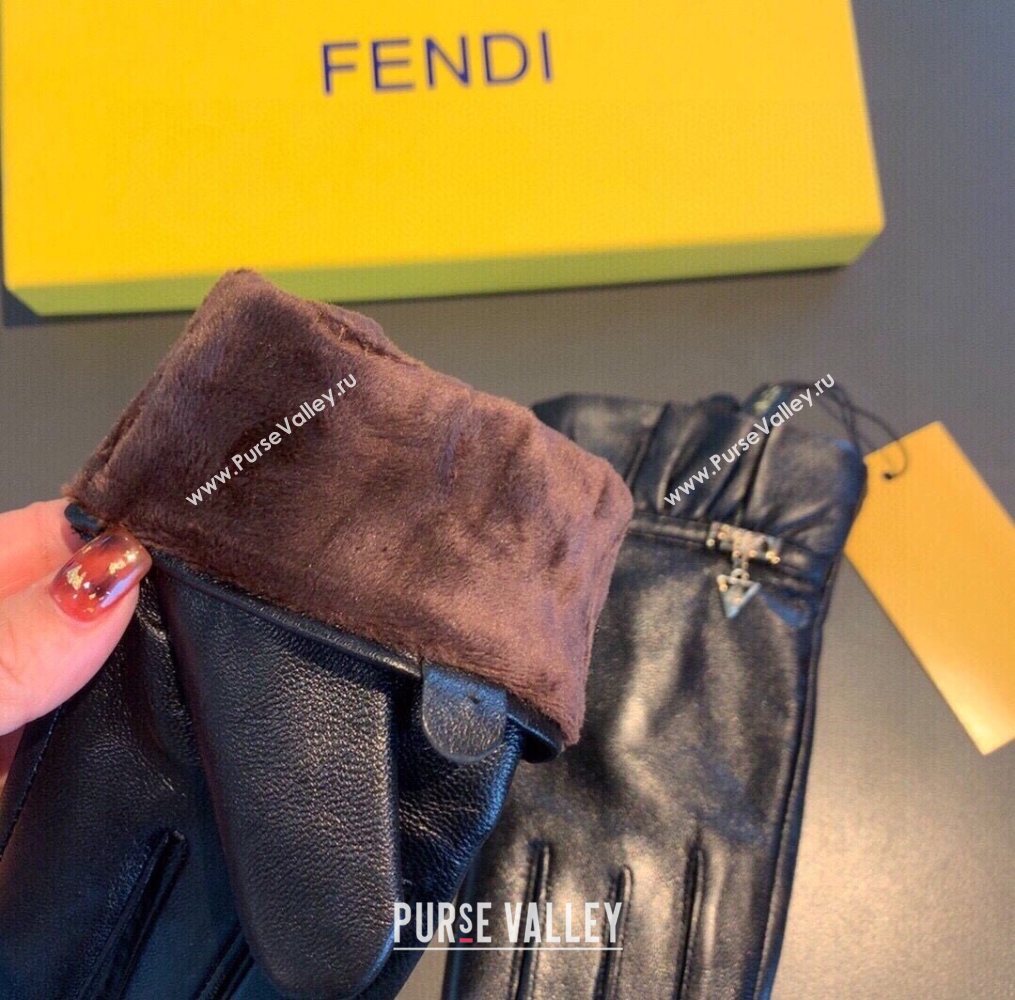 Fendi Lambskin Cashmere Gloves with Chain Charm Black 03 2020 (XMN-20122401)