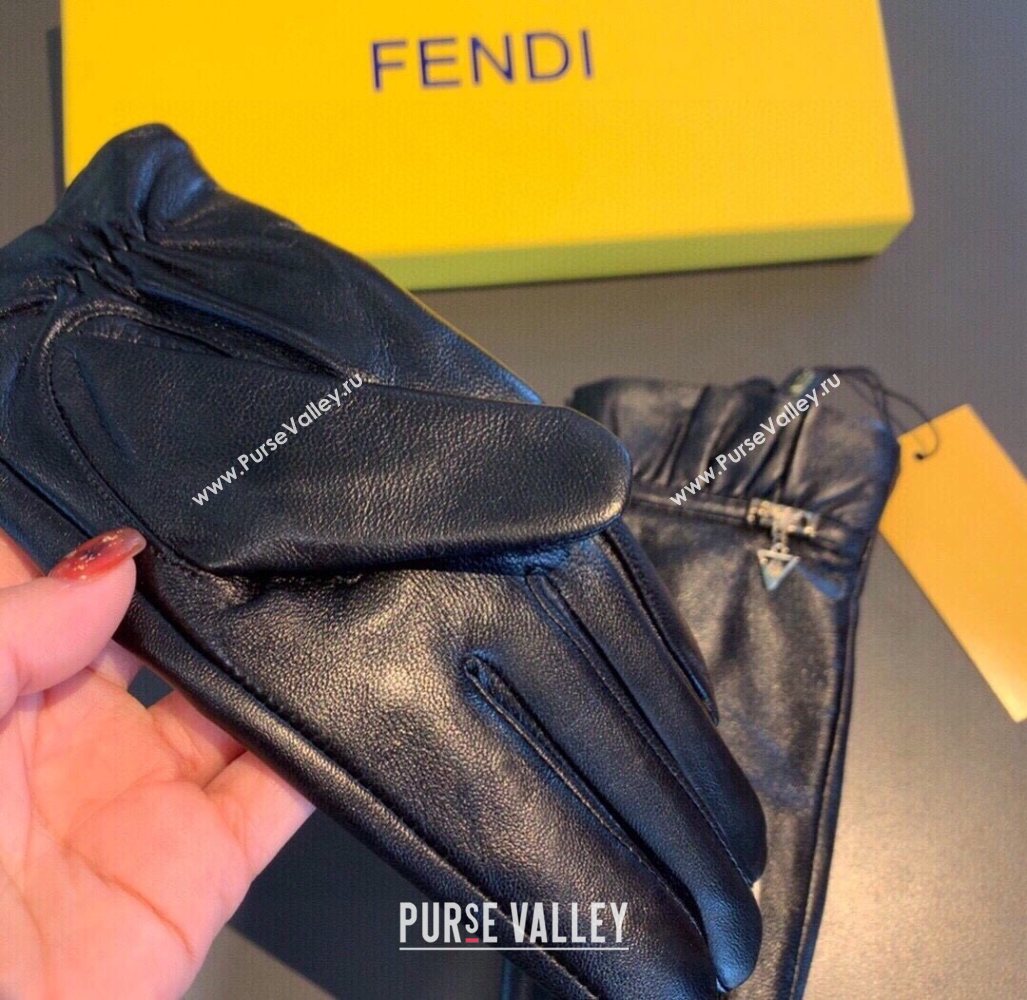 Fendi Lambskin Cashmere Gloves with Chain Charm Black 03 2020 (XMN-20122401)