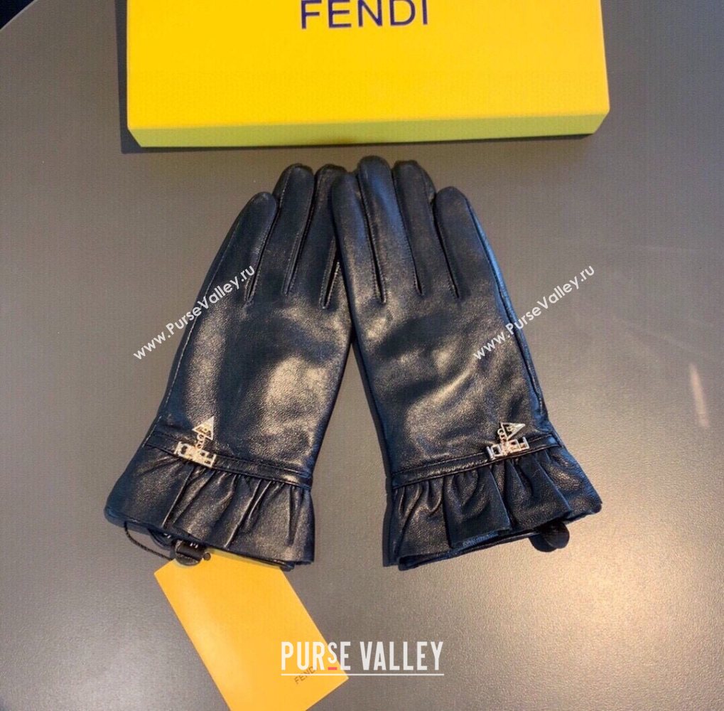 Fendi Lambskin Cashmere Gloves with Chain Charm Black 03 2020 (XMN-20122401)