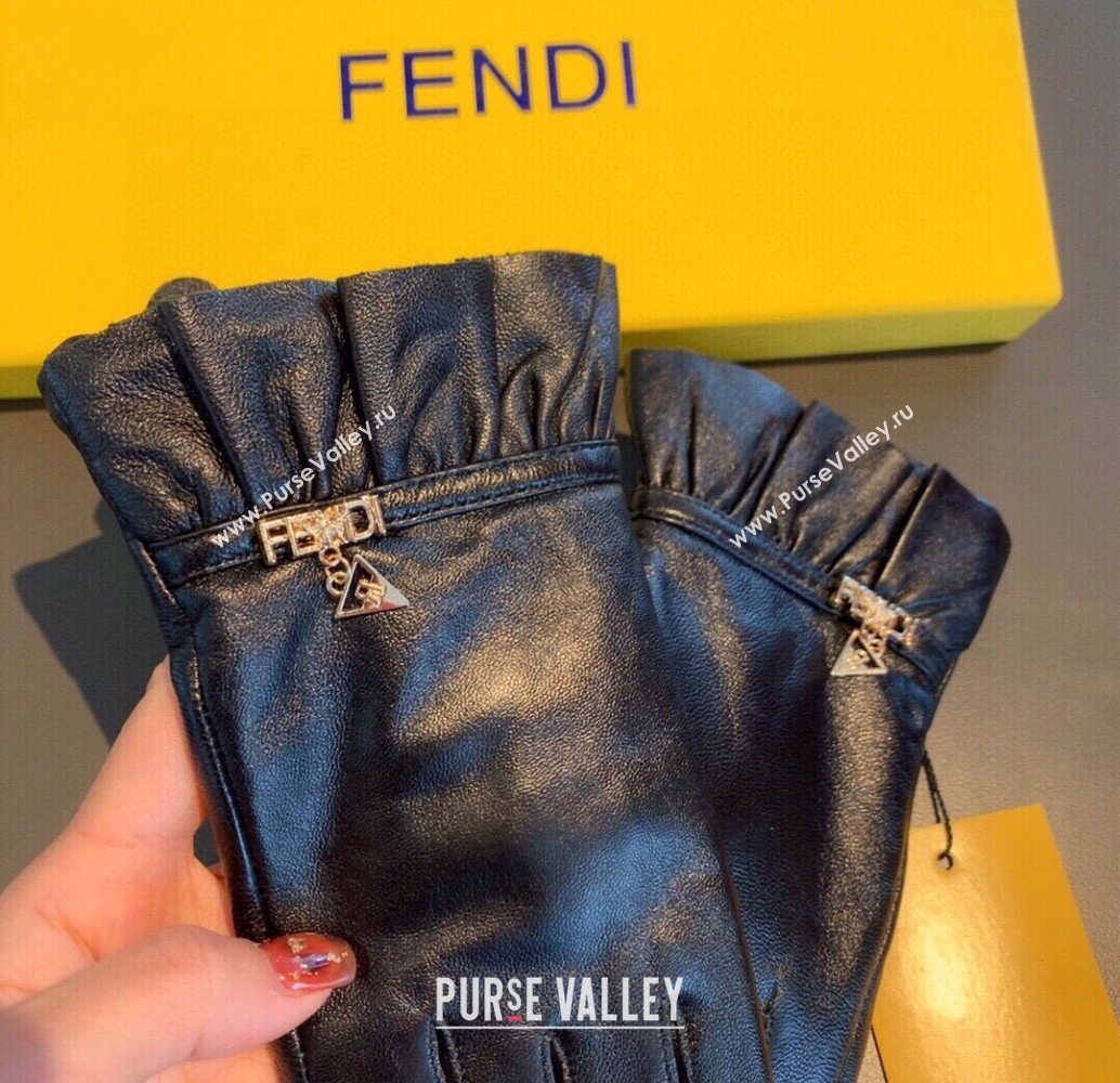 Fendi Lambskin Cashmere Gloves with Chain Charm Black 03 2020 (XMN-20122401)