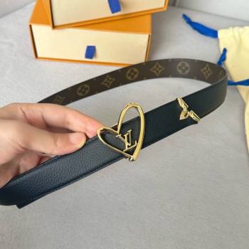 Louis Vuitton Reversible Monogram Leather Belt 3cm Black/Gold 2024 (YANG-24072407)