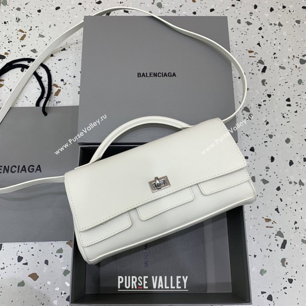 Balenciaga Bel Air Clutch Bag in Lambskin Leather White 2026 843943 (JM-260403045)