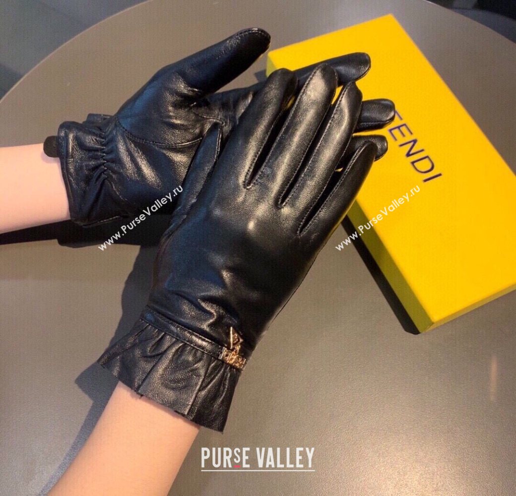 Fendi Lambskin Cashmere Gloves with Chain Charm Black 03 2020 (XMN-20122401)