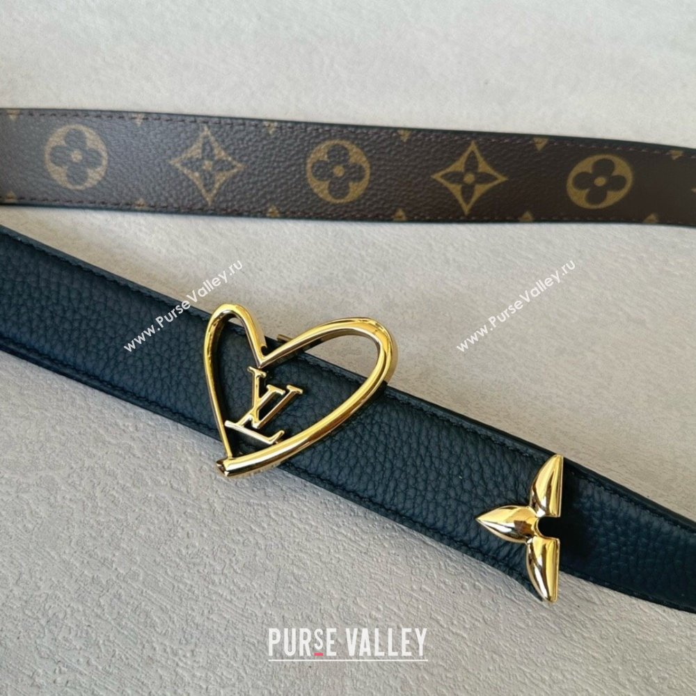 Louis Vuitton Reversible Monogram Leather Belt 3cm Black/Gold 2024 (YANG-24072407)