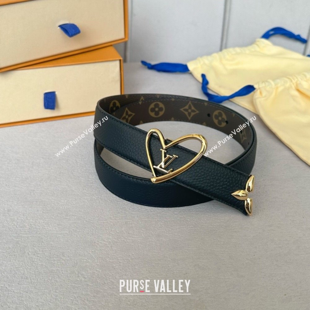 Louis Vuitton Reversible Monogram Leather Belt 3cm Black/Gold 2024 (YANG-24072407)