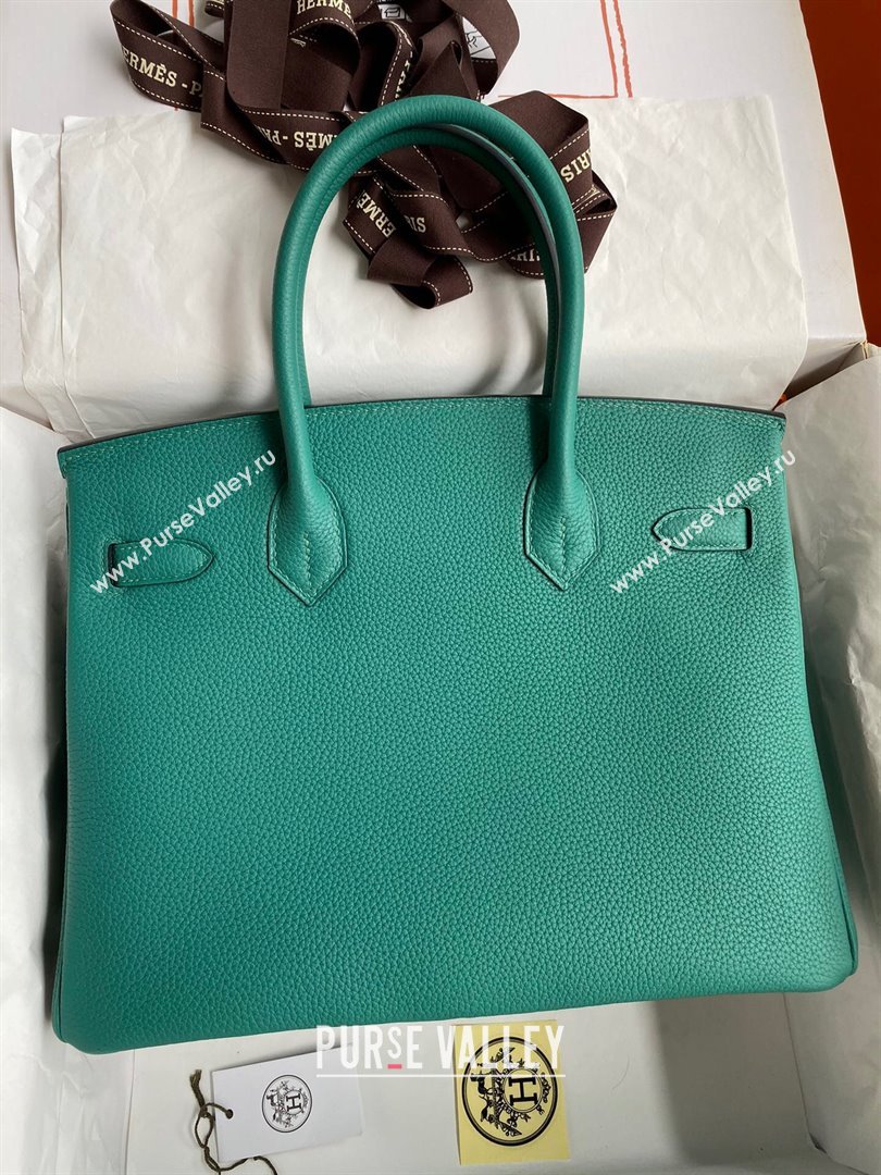 Hermes Birkin 30cm/35cm Bag in Original Togo Leather Peacock Green/Silver 2024 (Full Handmade) (XYA-24040930)