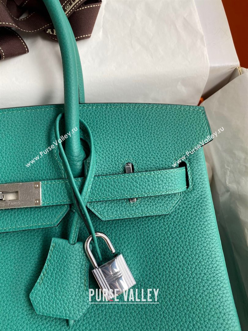 Hermes Birkin 30cm/35cm Bag in Original Togo Leather Peacock Green/Silver 2024 (Full Handmade) (XYA-24040930)