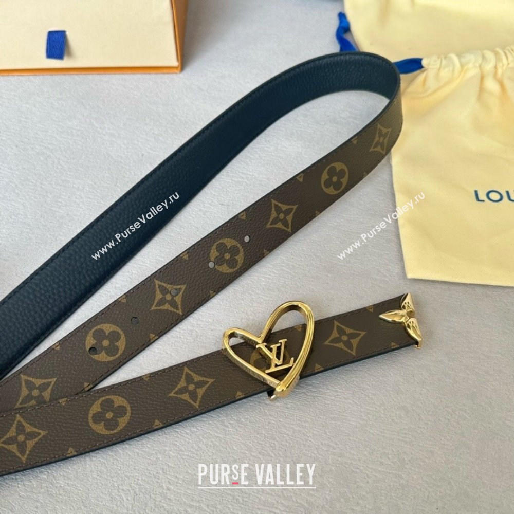 Louis Vuitton Reversible Monogram Leather Belt 3cm Black/Gold 2024 (YANG-24072407)