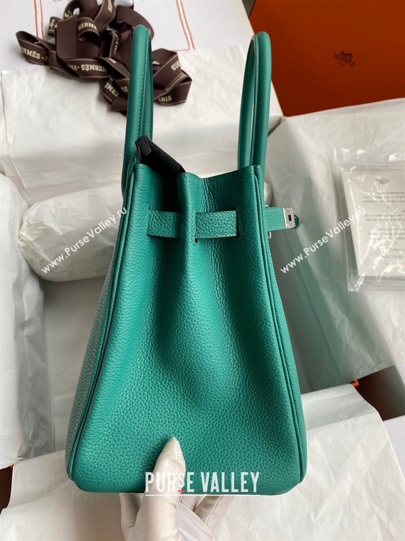Hermes Birkin 30cm/35cm Bag in Original Togo Leather Peacock Green/Silver 2024 (Full Handmade) (XYA-24040930)