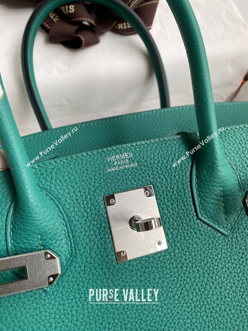 Hermes Birkin 30cm/35cm Bag in Original Togo Leather Peacock Green/Silver 2024 (Full Handmade) (XYA-24040930)