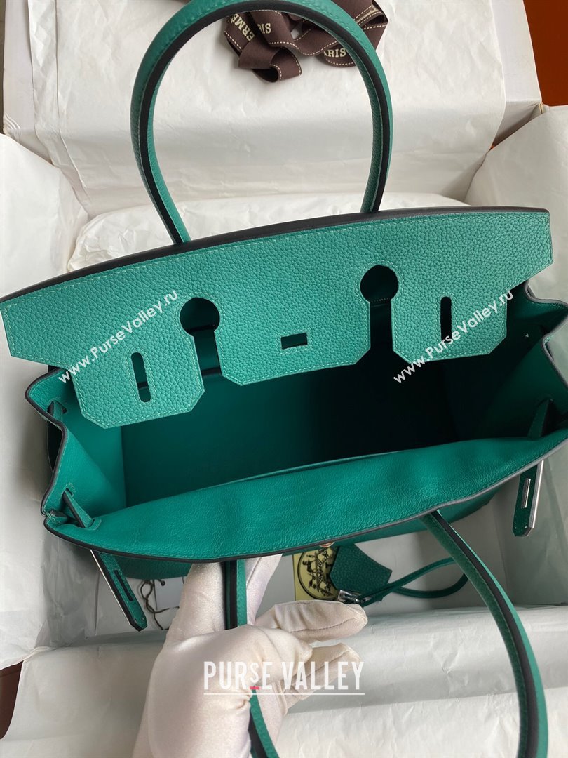Hermes Birkin 30cm/35cm Bag in Original Togo Leather Peacock Green/Silver 2024 (Full Handmade) (XYA-24040930)