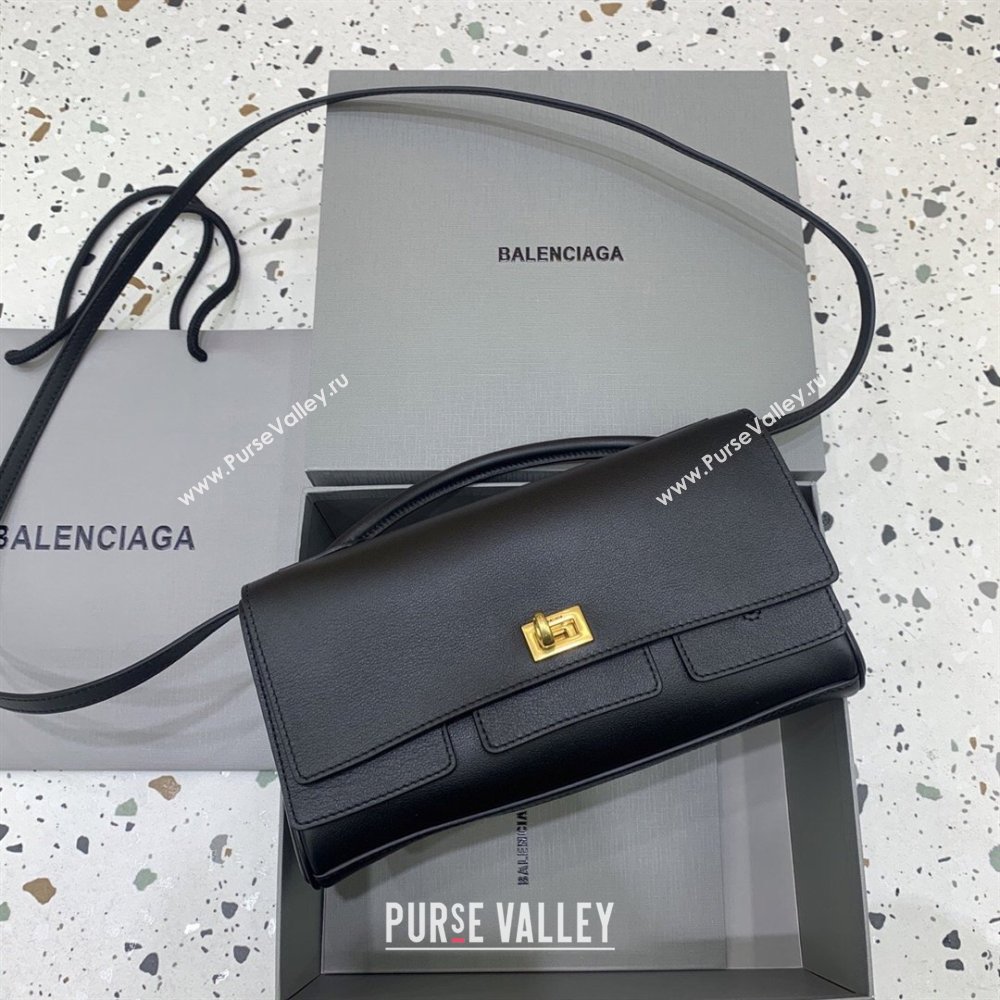 Balenciaga Bel Air Clutch Bag in Lambskin Leather Black/Gold 2026 843943 (JM-260403046)