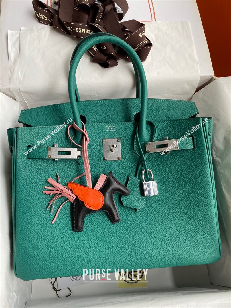 Hermes Birkin 30cm/35cm Bag in Original Togo Leather Peacock Green/Silver 2024 (Full Handmade) (XYA-24040930)