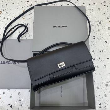 Balenciaga Bel Air Clutch Bag in Lambskin Leather Black/Silver 2026 843943 (JM-260403047)