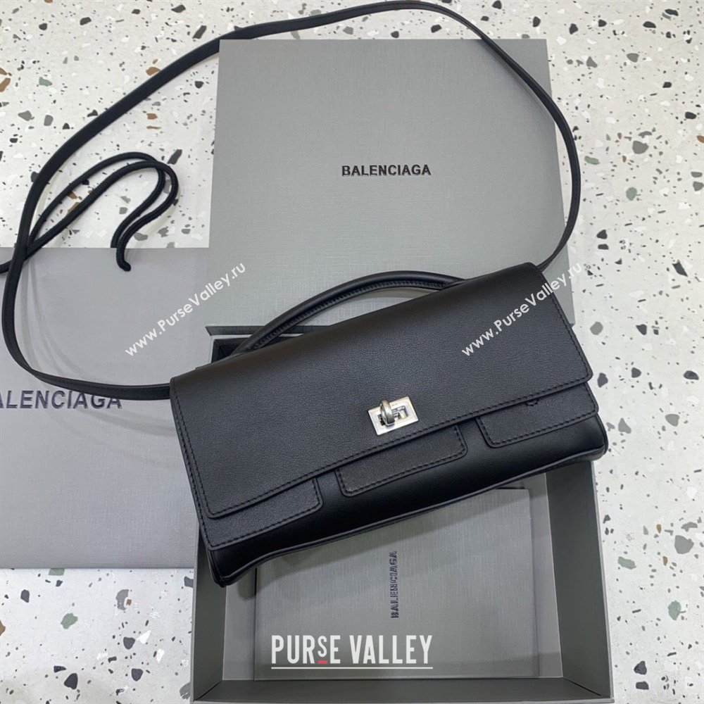 Balenciaga Bel Air Clutch Bag in Lambskin Leather Black/Silver 2026 843943 (JM-260403047)