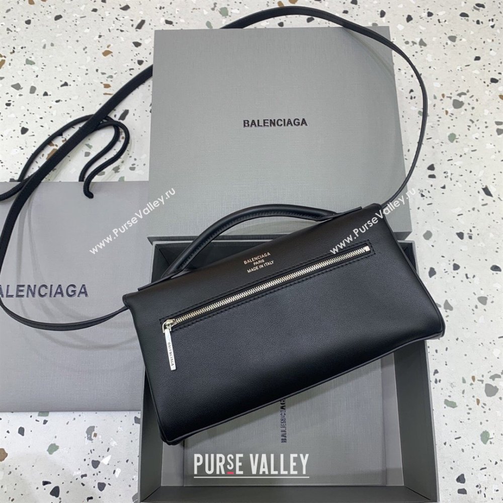 Balenciaga Bel Air Clutch Bag in Lambskin Leather Black/Silver 2026 843943 (JM-260403047)