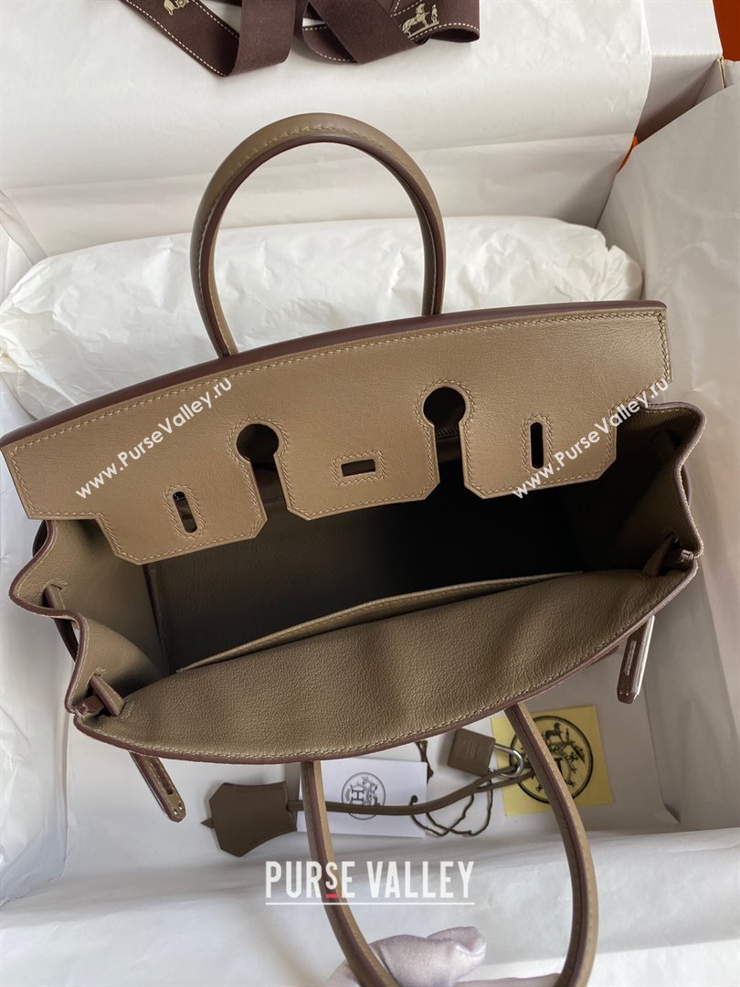 Hermes Birkin 25/30 Bag in Original Swift and Suede Leather Etoupe/Silver 2024 (Full Handmade) (XYA-24040932)