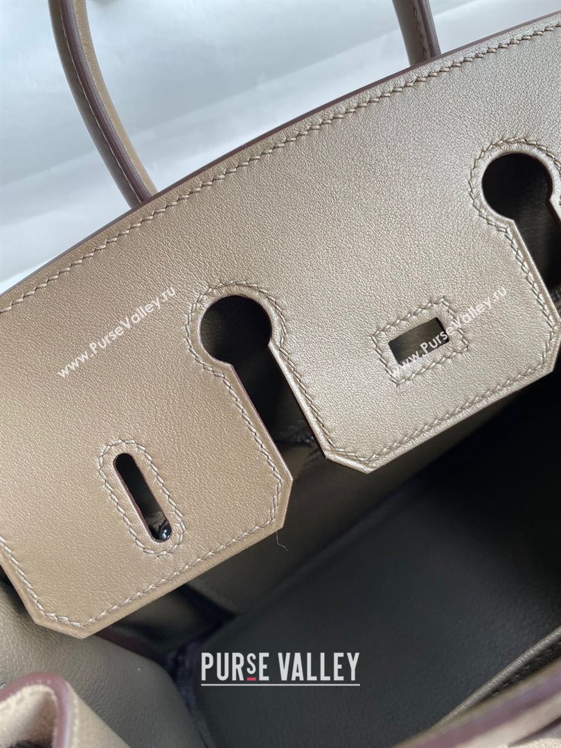 Hermes Birkin 25/30 Bag in Original Swift and Suede Leather Etoupe/Silver 2024 (Full Handmade) (XYA-24040932)