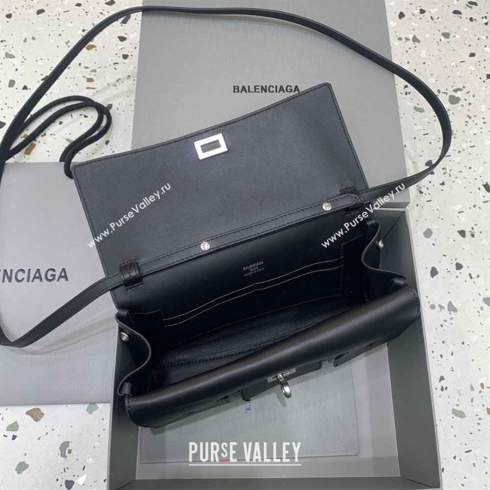 Balenciaga Bel Air Clutch Bag in Lambskin Leather Black/Silver 2026 843943 (JM-260403047)
