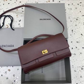 Balenciaga Bel Air Clutch Bag in Lambskin Leather Burgundy 2026 843943 (JM-260403048)