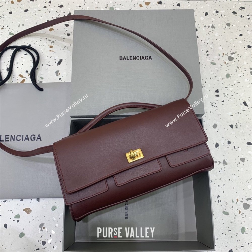 Balenciaga Bel Air Clutch Bag in Lambskin Leather Burgundy 2026 843943 (JM-260403048)