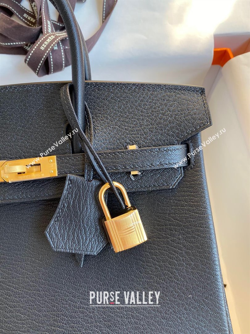 Hermes Birkin 25cm/30cm Bag in Original Chevre Leather Black/Gold 2024 (Full Handmade) (XYA-24040931)
