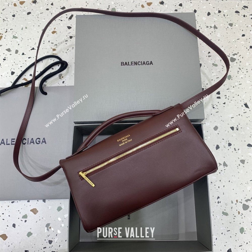 Balenciaga Bel Air Clutch Bag in Lambskin Leather Burgundy 2026 843943 (JM-260403048)