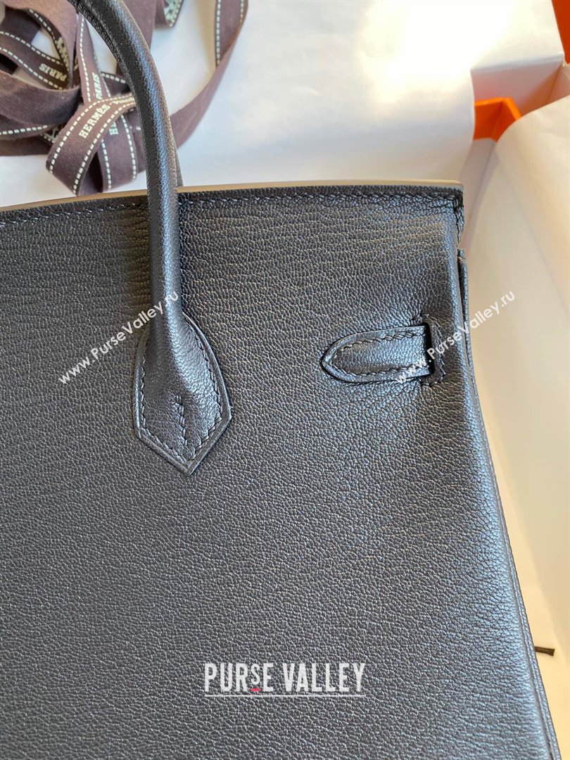 Hermes Birkin 25cm/30cm Bag in Original Chevre Leather Black/Gold 2024 (Full Handmade) (XYA-24040931)