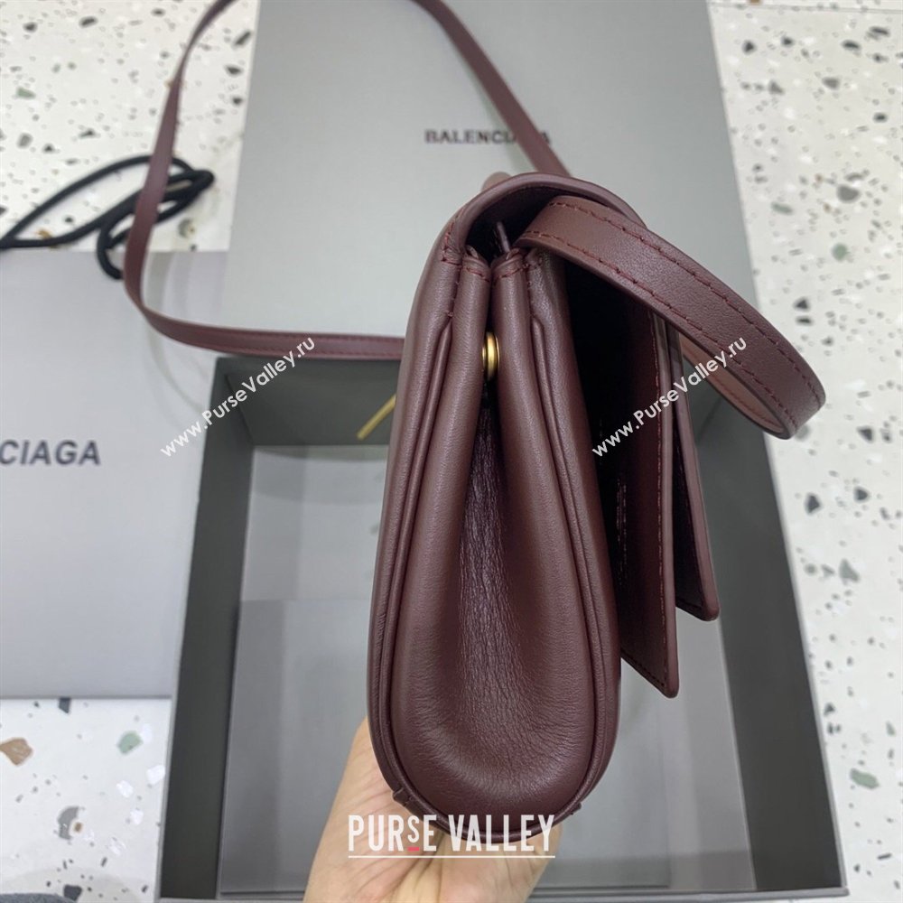 Balenciaga Bel Air Clutch Bag in Lambskin Leather Burgundy 2026 843943 (JM-260403048)
