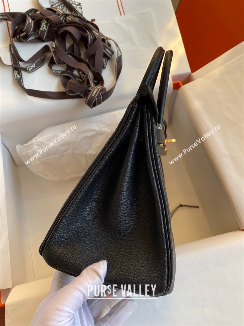 Hermes Birkin 25cm/30cm Bag in Original Chevre Leather Black/Gold 2024 (Full Handmade) (XYA-24040931)