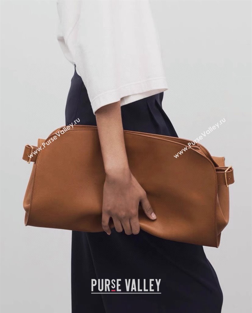 The Row Margaux Clutch in Smooth Leather Chocolate 2025 1843 (ningm-250408056)