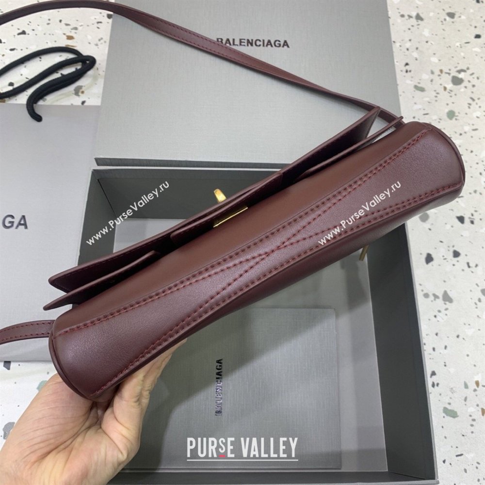 Balenciaga Bel Air Clutch Bag in Lambskin Leather Burgundy 2026 843943 (JM-260403048)