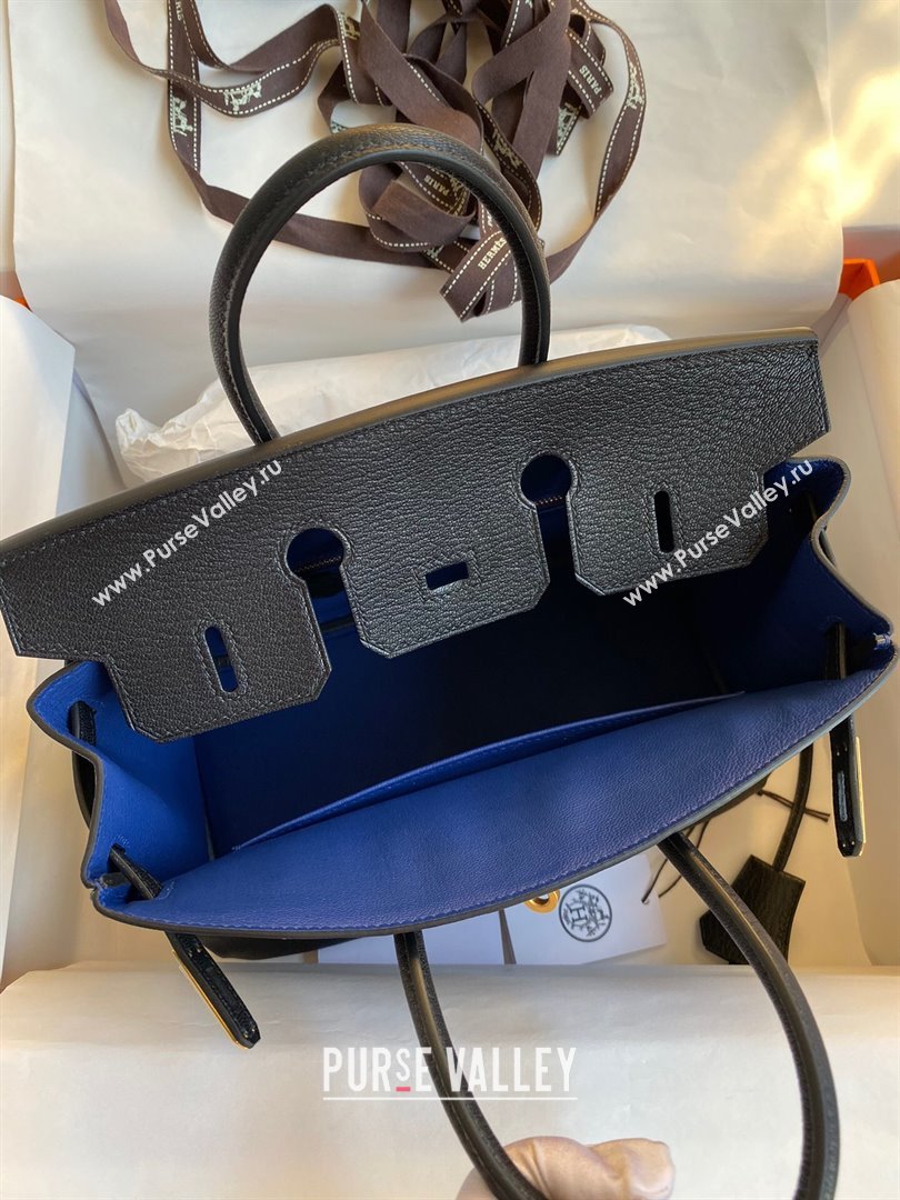 Hermes Birkin 25cm/30cm Bag in Original Chevre Leather Black/Gold 2024 (Full Handmade) (XYA-24040931)