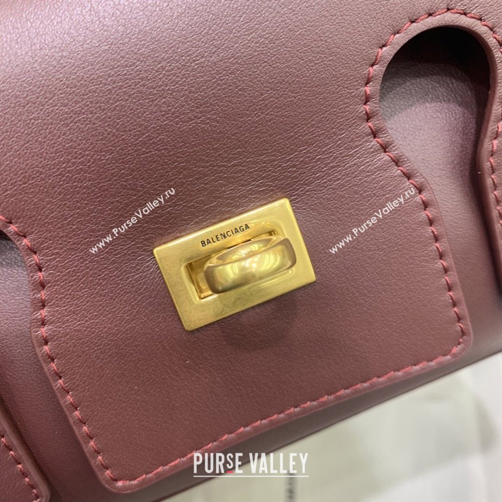 Balenciaga Bel Air Clutch Bag in Lambskin Leather Burgundy 2026 843943 (JM-260403048)