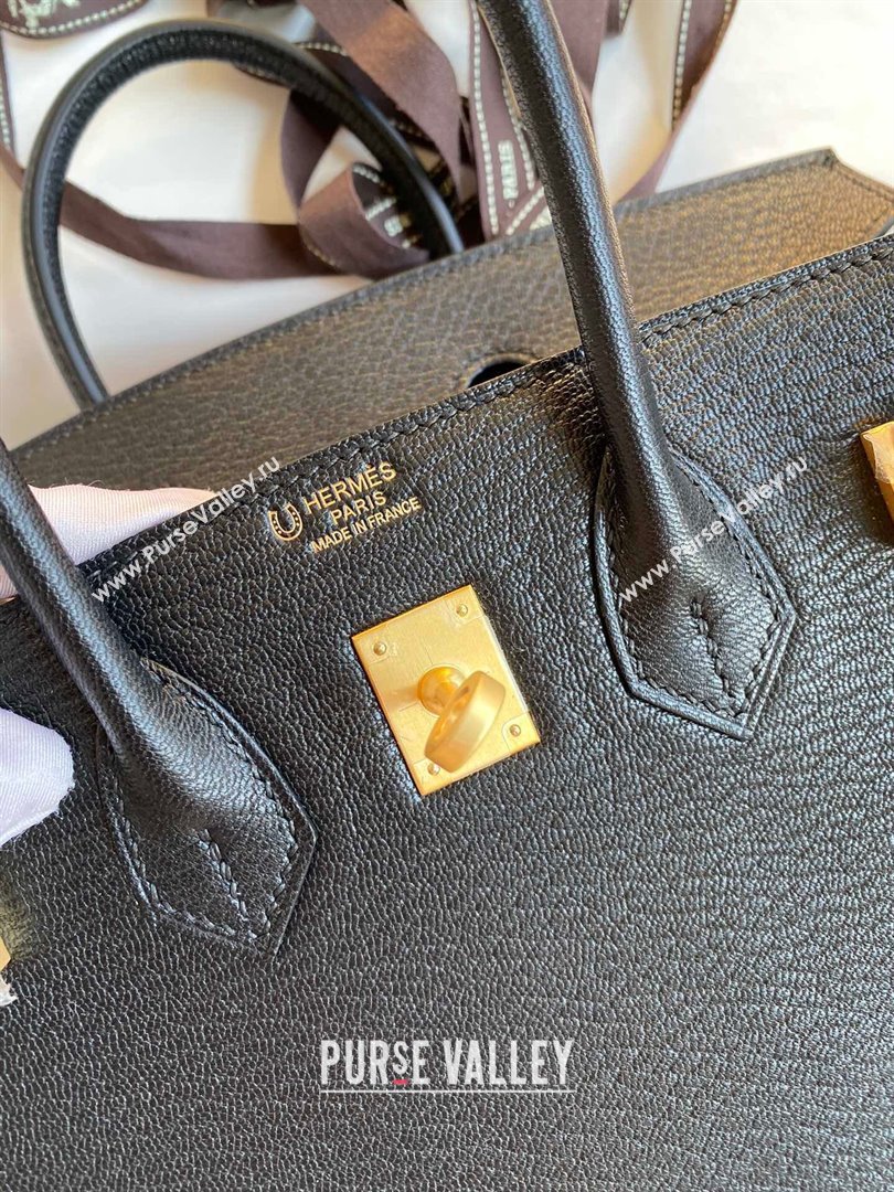 Hermes Birkin 25cm/30cm Bag in Original Chevre Leather Black/Gold 2024 (Full Handmade) (XYA-24040931)