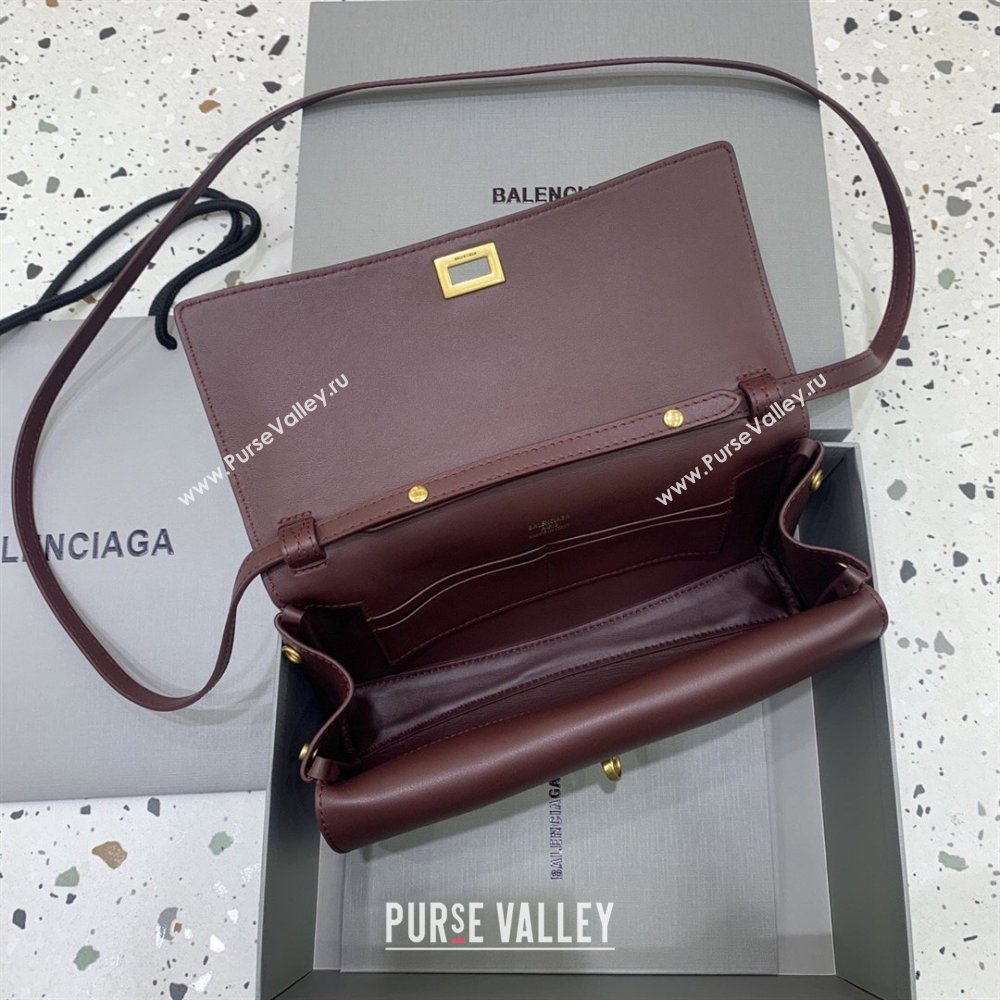 Balenciaga Bel Air Clutch Bag in Lambskin Leather Burgundy 2026 843943 (JM-260403048)