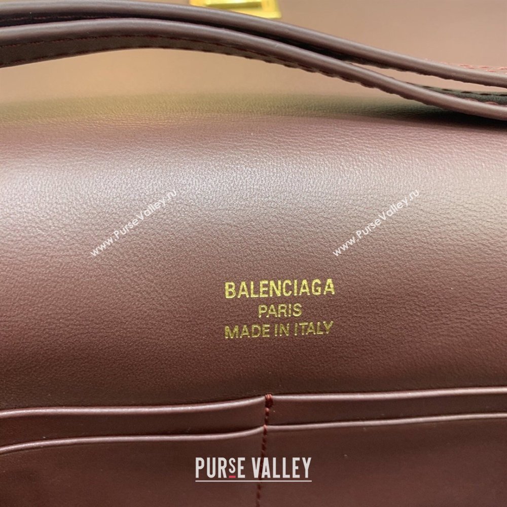 Balenciaga Bel Air Clutch Bag in Lambskin Leather Burgundy 2026 843943 (JM-260403048)