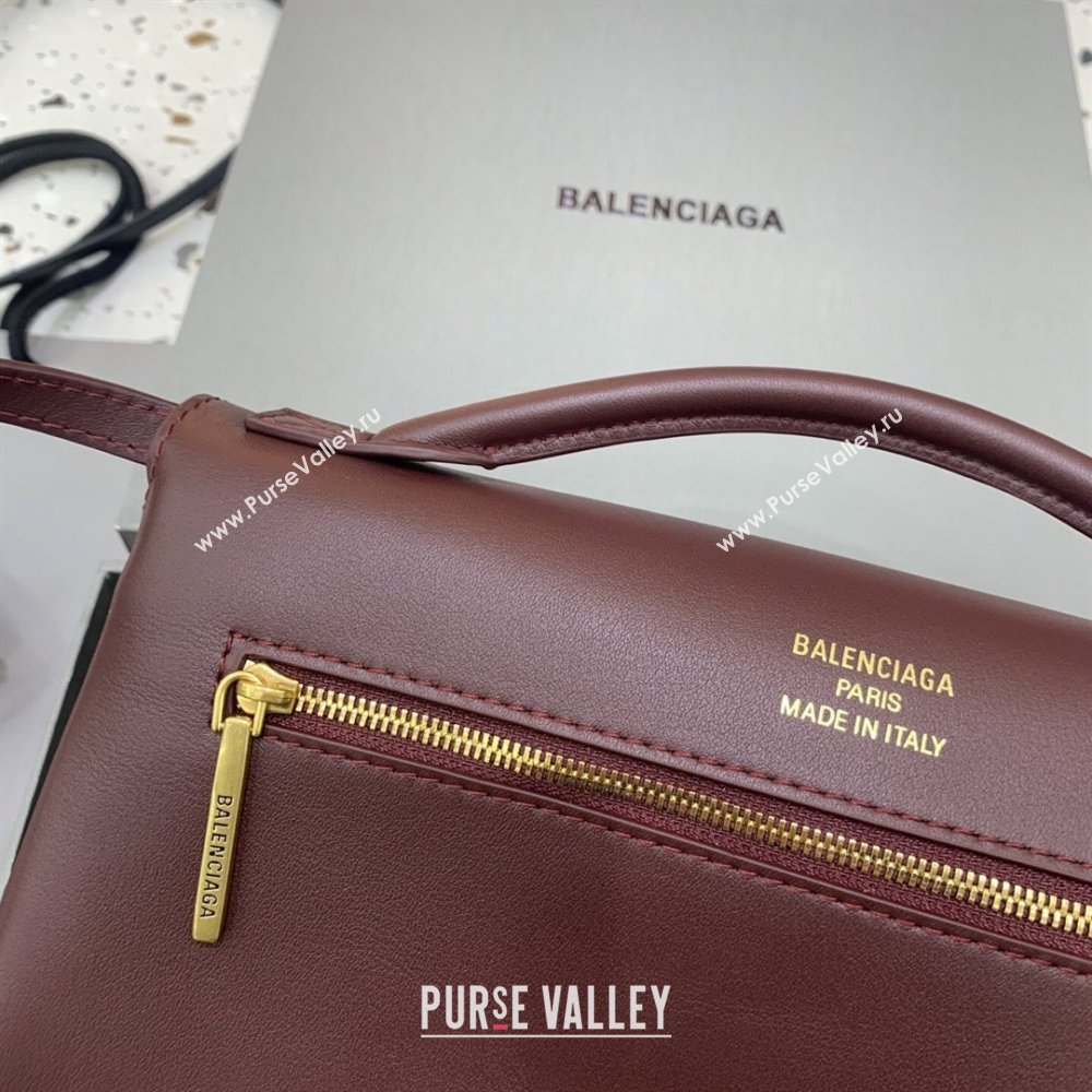 Balenciaga Bel Air Clutch Bag in Lambskin Leather Burgundy 2026 843943 (JM-260403048)