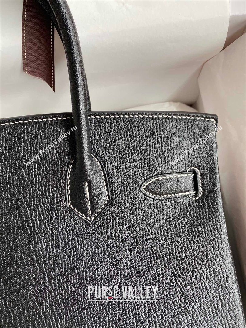 Hermes Birkin 25cm/30cm Bag in Original Chevre Leather Black/Silver 2024 (Full Handmade) (XYA-24040933)