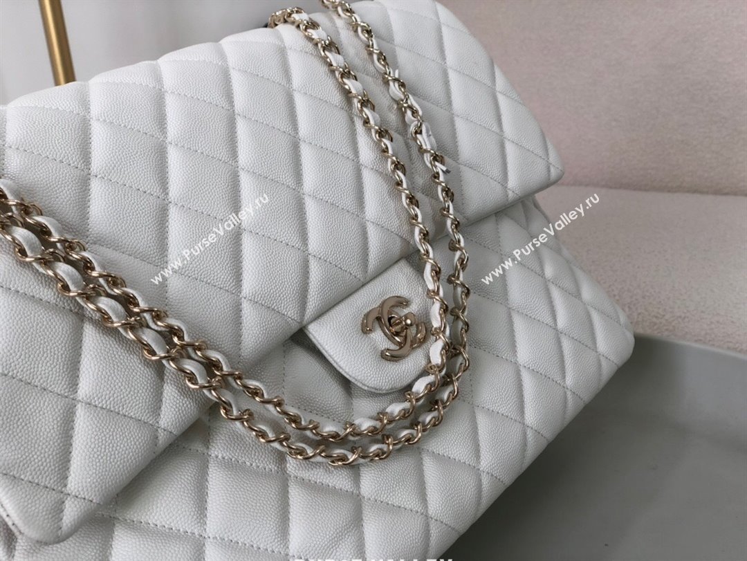 Chanel XXL Airline Travel Flap Bag in Grained Leather A4661 White/Light Gold 2024 Top (SM-23122124)