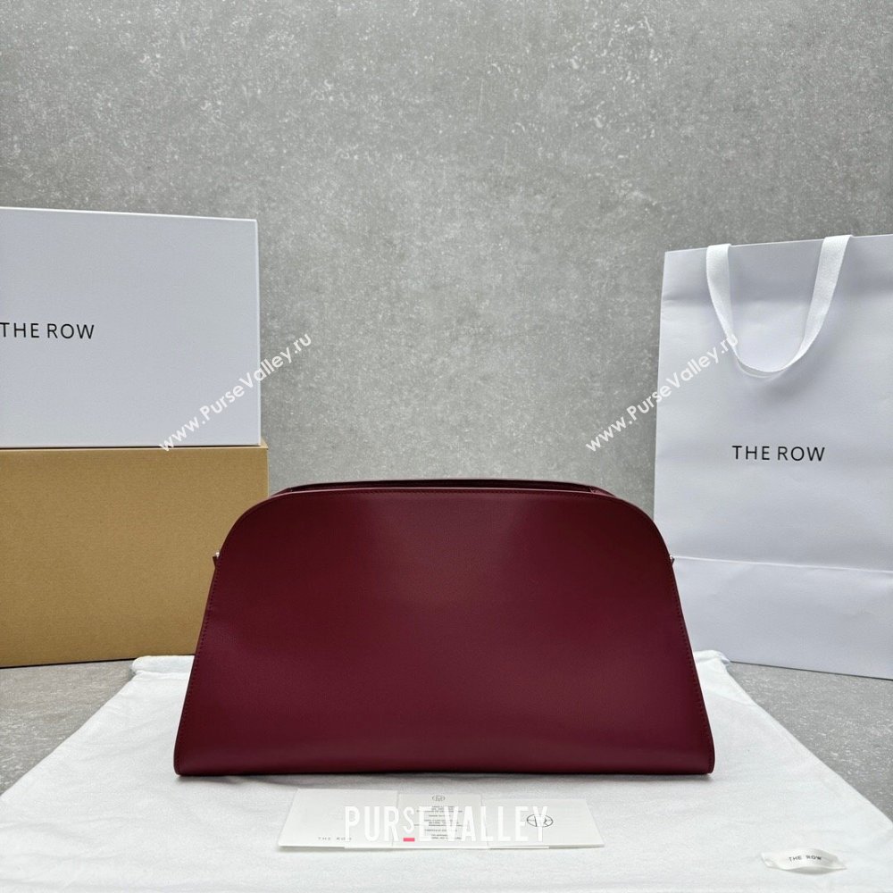 The Row Margaux Clutch in Smooth Leather Amaranth Red 2025 1843 (ningm-250408055)