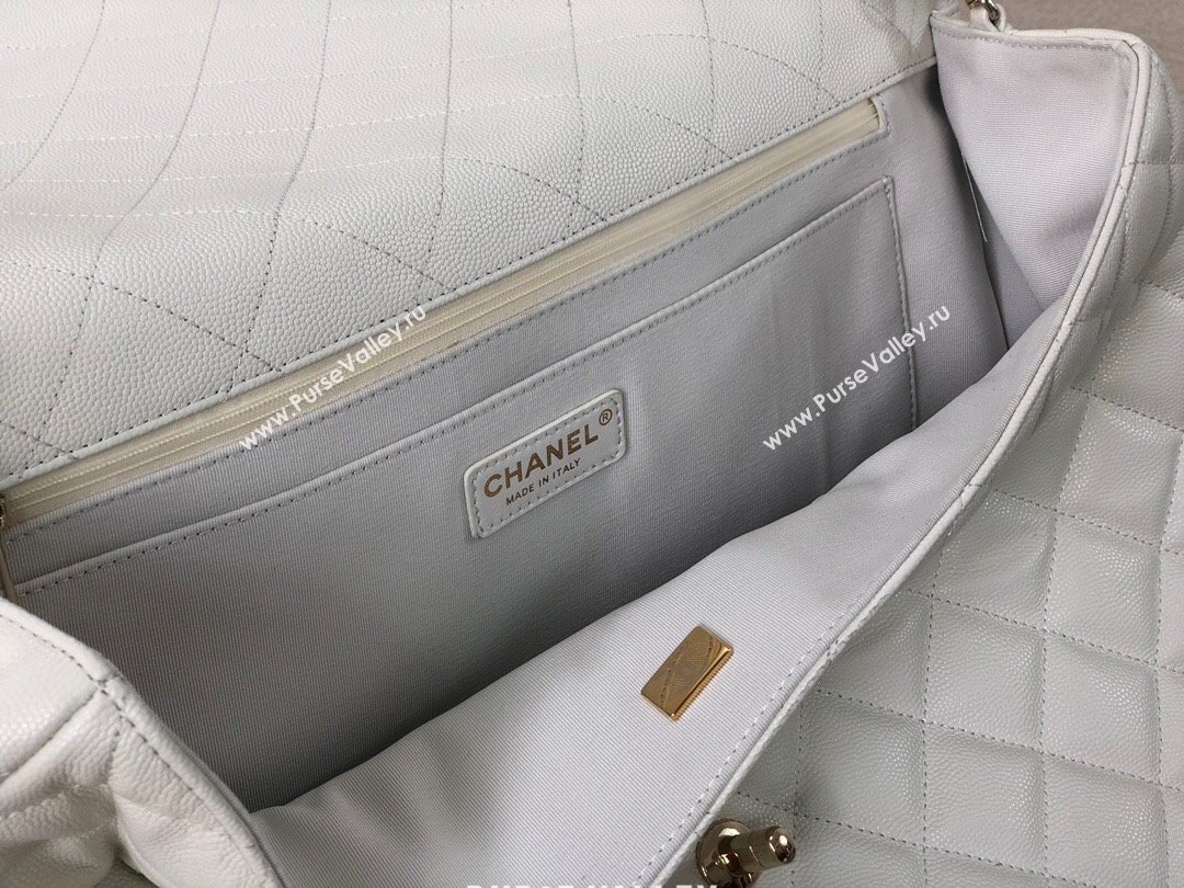 Chanel XXL Airline Travel Flap Bag in Grained Leather A4661 White/Light Gold 2024 Top (SM-23122124)