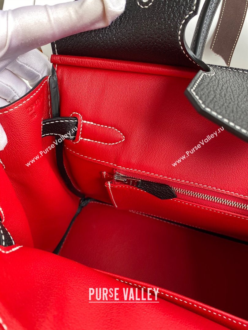 Hermes Birkin 25cm/30cm Bag in Original Chevre Leather Black/Silver 2024 (Full Handmade) (XYA-24040933)