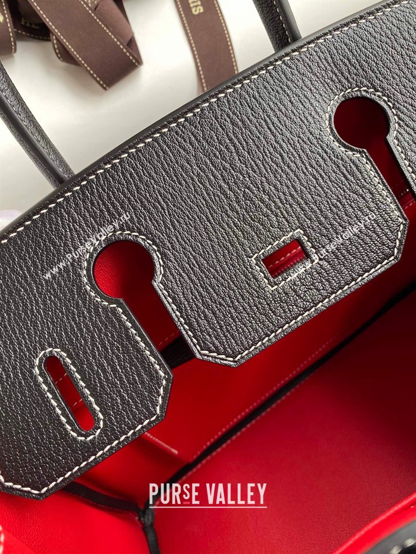 Hermes Birkin 25cm/30cm Bag in Original Chevre Leather Black/Silver 2024 (Full Handmade) (XYA-24040933)