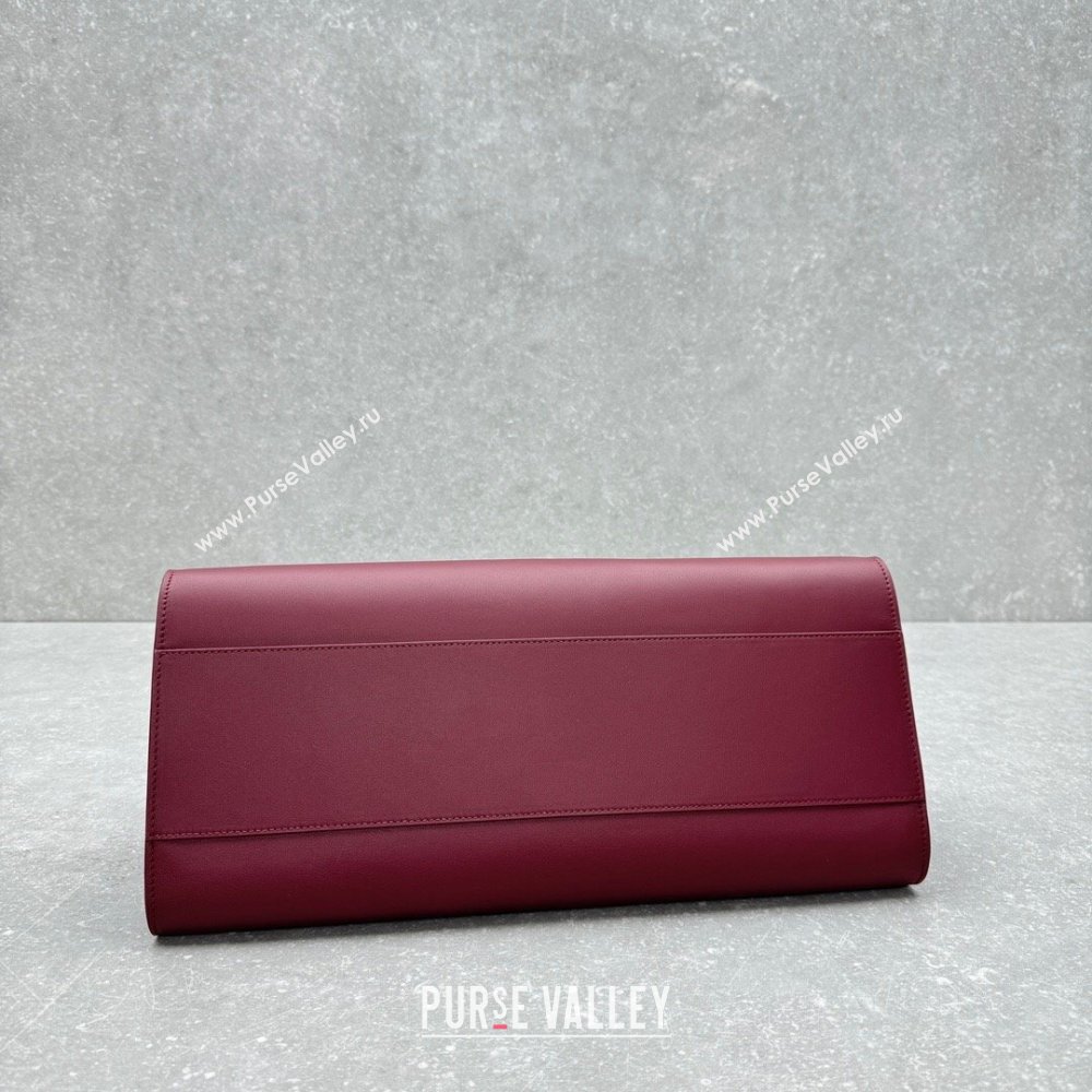 The Row Margaux Clutch in Smooth Leather Amaranth Red 2025 1843 (ningm-250408055)