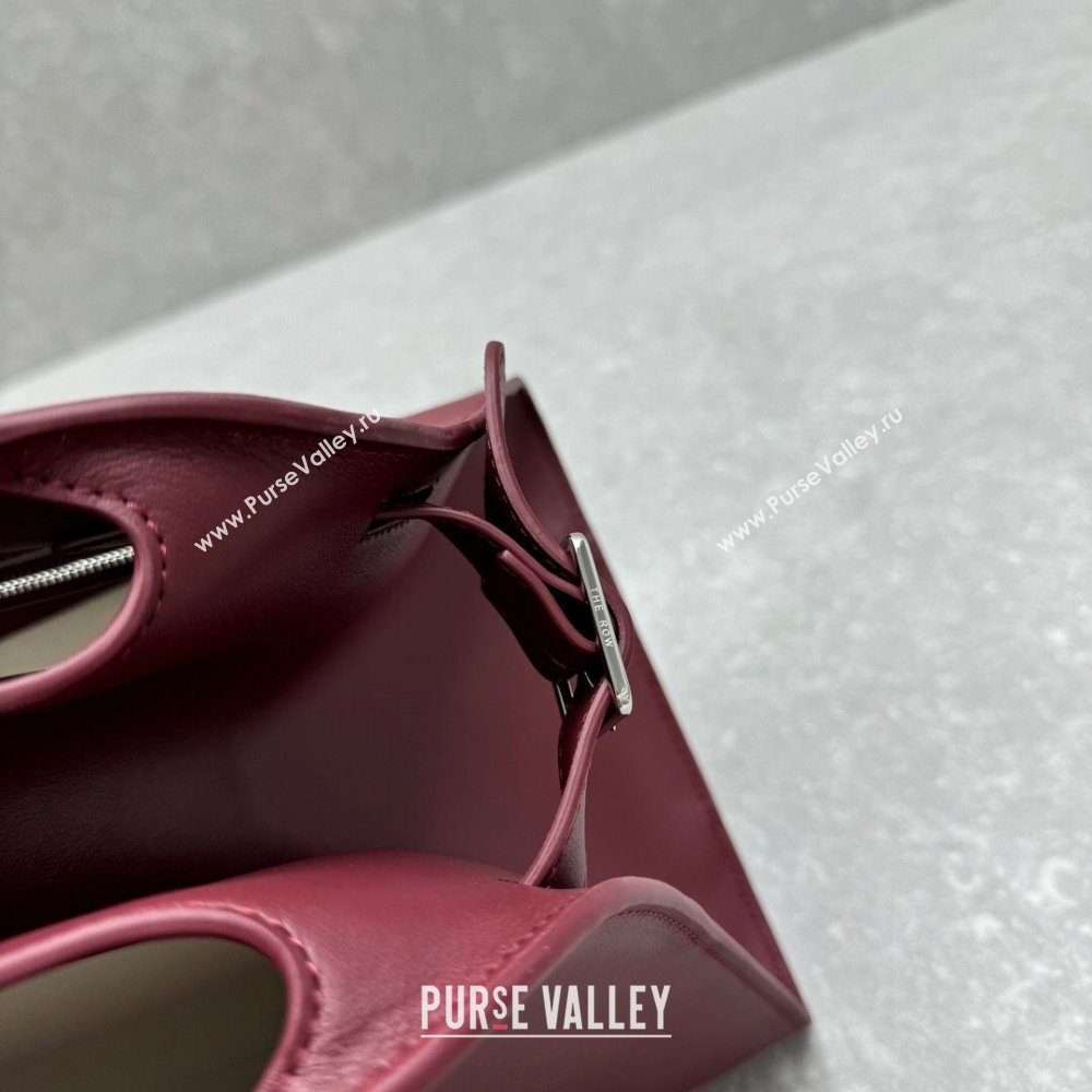 The Row Margaux Clutch in Smooth Leather Amaranth Red 2025 1843 (ningm-250408055)